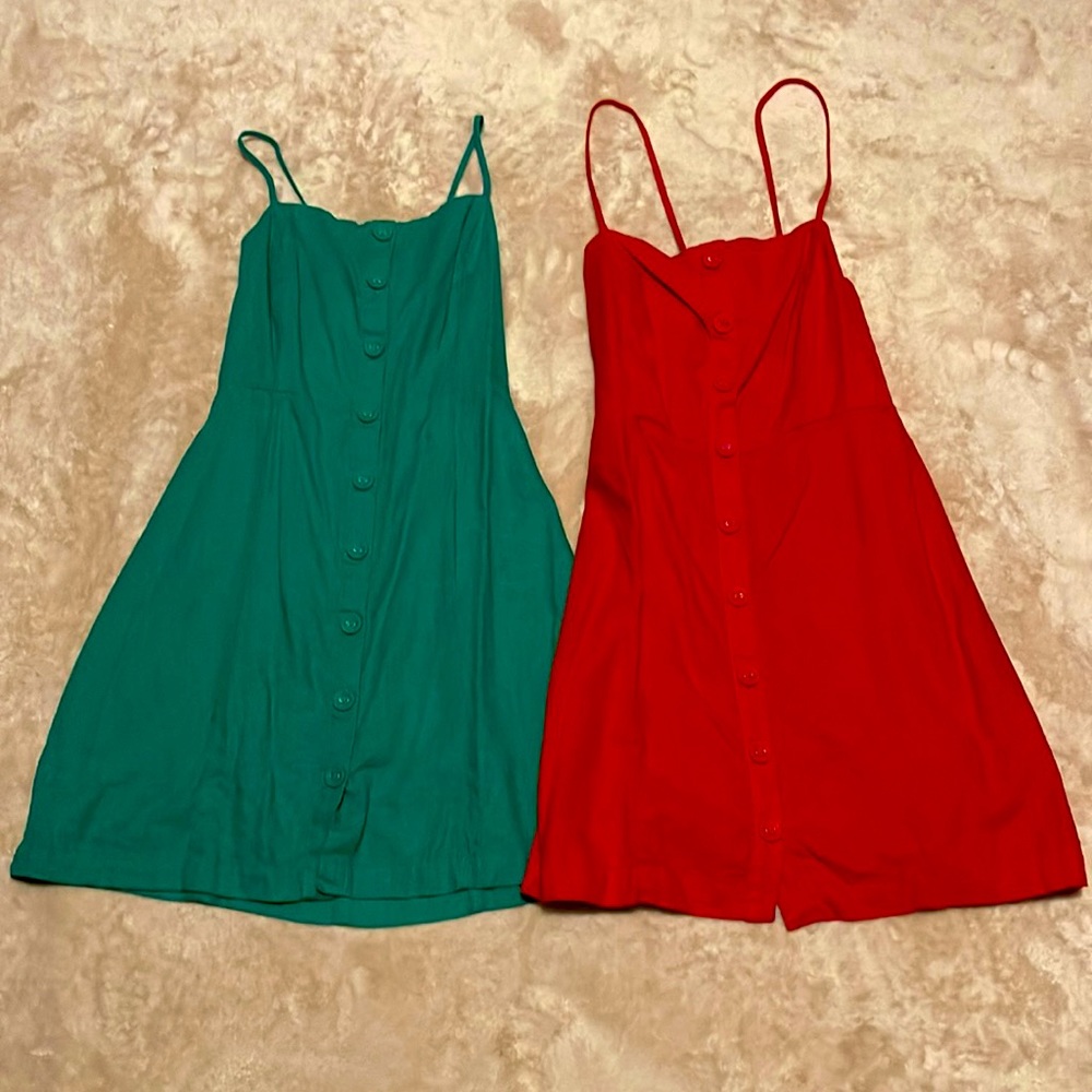 2pc Lot Forever 21 Strappy Mini Dress Red & Teal Sz Small